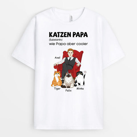 Personalisiertes Katzenvater T-Shirt T Shirt zum 50 Geburtstag Mann
