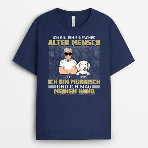 Personalisiertes Mensch Mürrisch Mag Meine Hunde T-Shir T Shirt 40. Geburtstag Mann Lustig