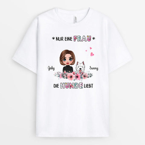 Personalisiertes Nur Eine Frau Die Hund Liebt T-Shirt Hunde Oma Geschenk[product]