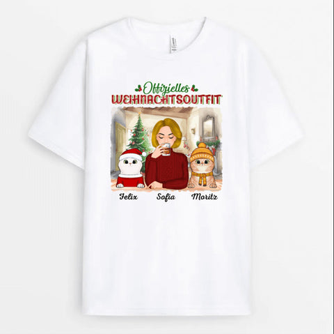 Personalisiertes Offizielle Weihnachtsoufit Mit Katze T-shirt Geschenkideen mit Katzen[product]