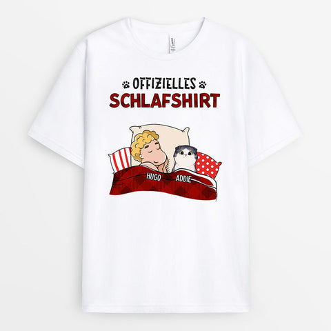 Personalisiertes Offizielles Schlafshirt Katzen T-Shirt geschenk für ehemann der alles hat[product]