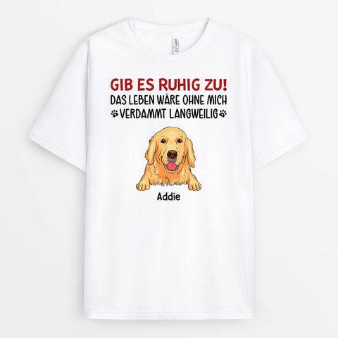 Personalisiertes Ohne Mich Langweilig T-Shirt Hunde Oma Geschenk[product]