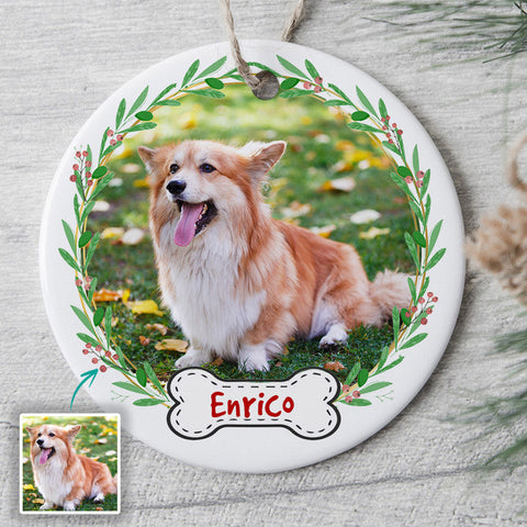 lustige Geschenk für Hundebesitzer personalisiertes ornament mit hund rennen in weiss[product]