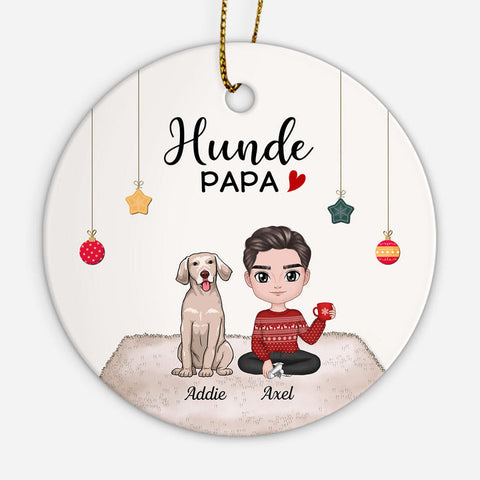 personalisiertes ornament mit hund und junge zu weihnachten[product]