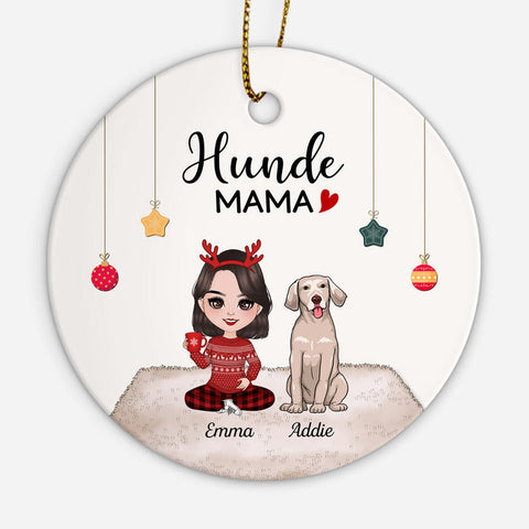 personalisiertes ornament mit hund und mädchen zu weihnachten[product]