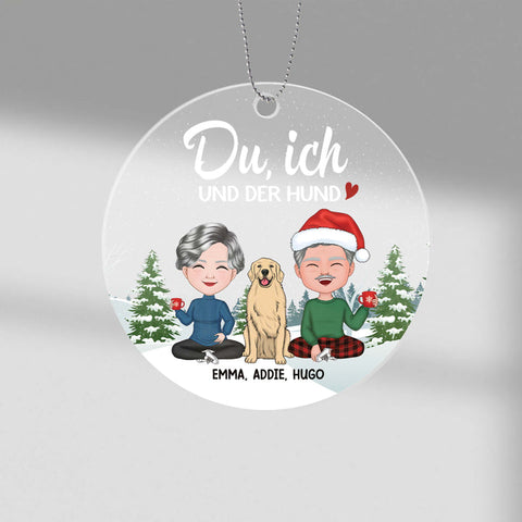 personalisiertes ornament mit oma opa und hund in transparent[product]
