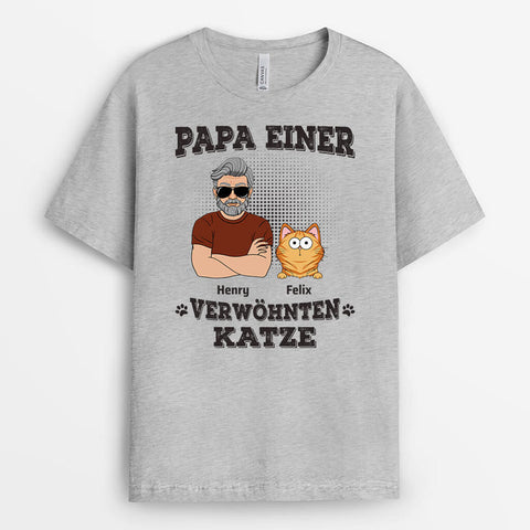 Personalisiertes Papa Einer Verwöhnten Katze T-Shirt Geburtstagsgeschenk für Katzenliebhaber[product]