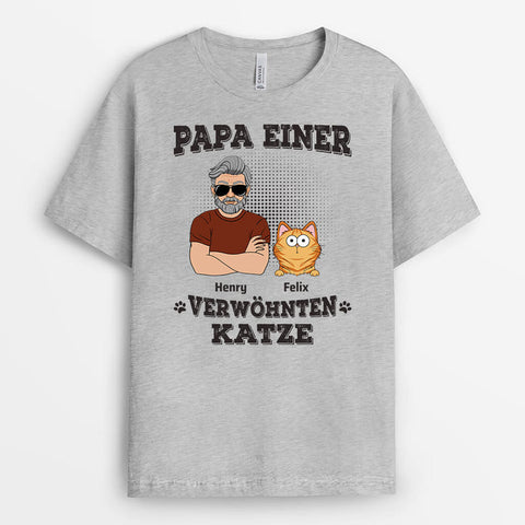 Personalisiertes Papa Einer Verwöhnten Katze T-Shirt lustigen T-shirt zum 40 Geburtstag Mann[product]