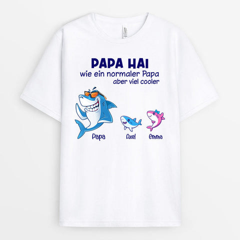 Personalisiertes Papa Hai T-Shirt T-Shirt zum 50. Geburtstag Mann