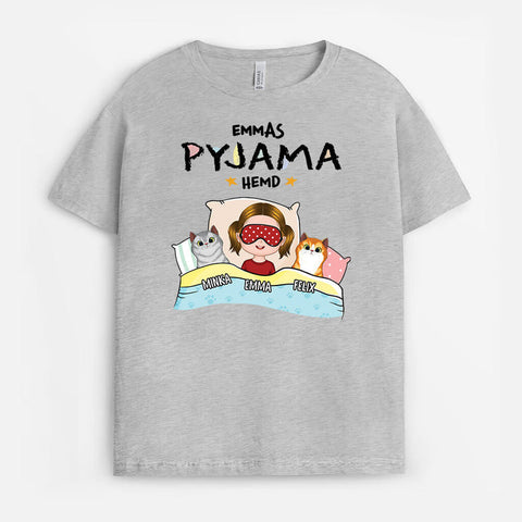 Personalisiertes Pyjama Hemd Mit Katze Kinder T-shirt Hochzeitsgeschenk Katzenliebhaber[product]