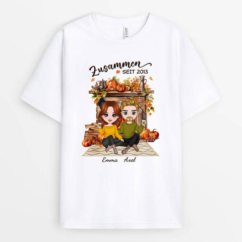 personalisiertes t-shirt paar im herbst als geschenk[product]