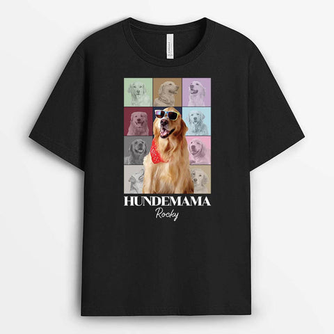 personalisiertes t-shirt hund in bunten farben