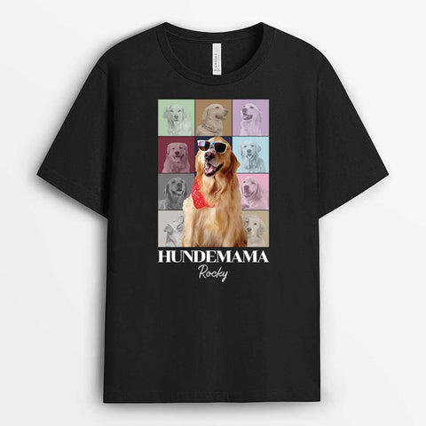 personalisiertes t-shirt hund mit verschiedenen farben in schwarz