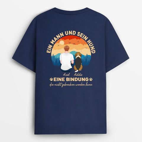 Geschenk für Paare mit Hund personalisiertes t-shirt junge und hund in blau[product]