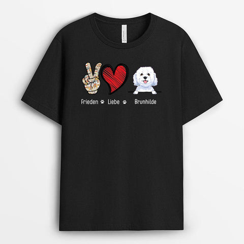personalisiertes t-shirt liebe für hunde in schwarz