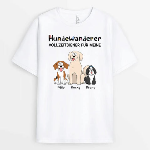 personalisiertes t-shirt mit 3 hunden in weiss