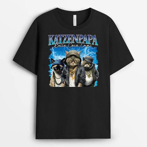personalisiertes t-shirt mit hip hop katze in schwarz[product]