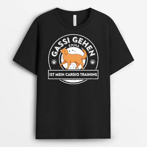 Geschenke für paare mit Hund personalisiertes t-shirt mit Hund gassi gehen in schwarz[product]