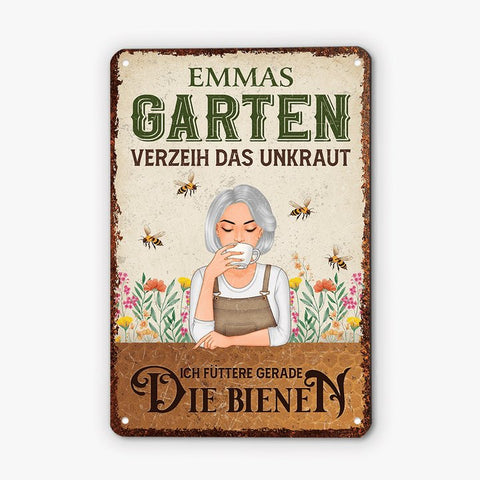 Personalisiertes Verzeih Das Unkraut Ich Füttere Gerade Die Bienen Türschild Geschenk für Freundin zum 50 geburtstag