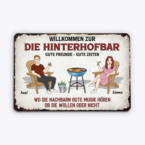 Gemeinsame Geschenkidee Silberhochzeit Freunde personalisiertes willkommen terrassenbar turschild[product]