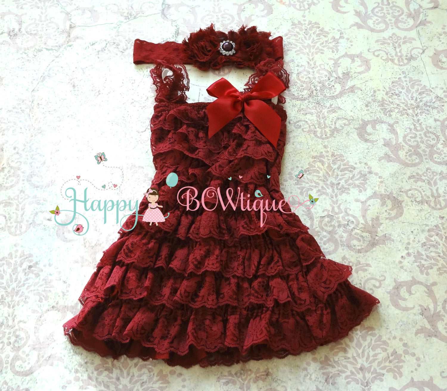 burgundy newborn dress