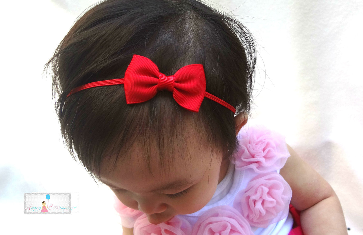 baby girl red bow headband