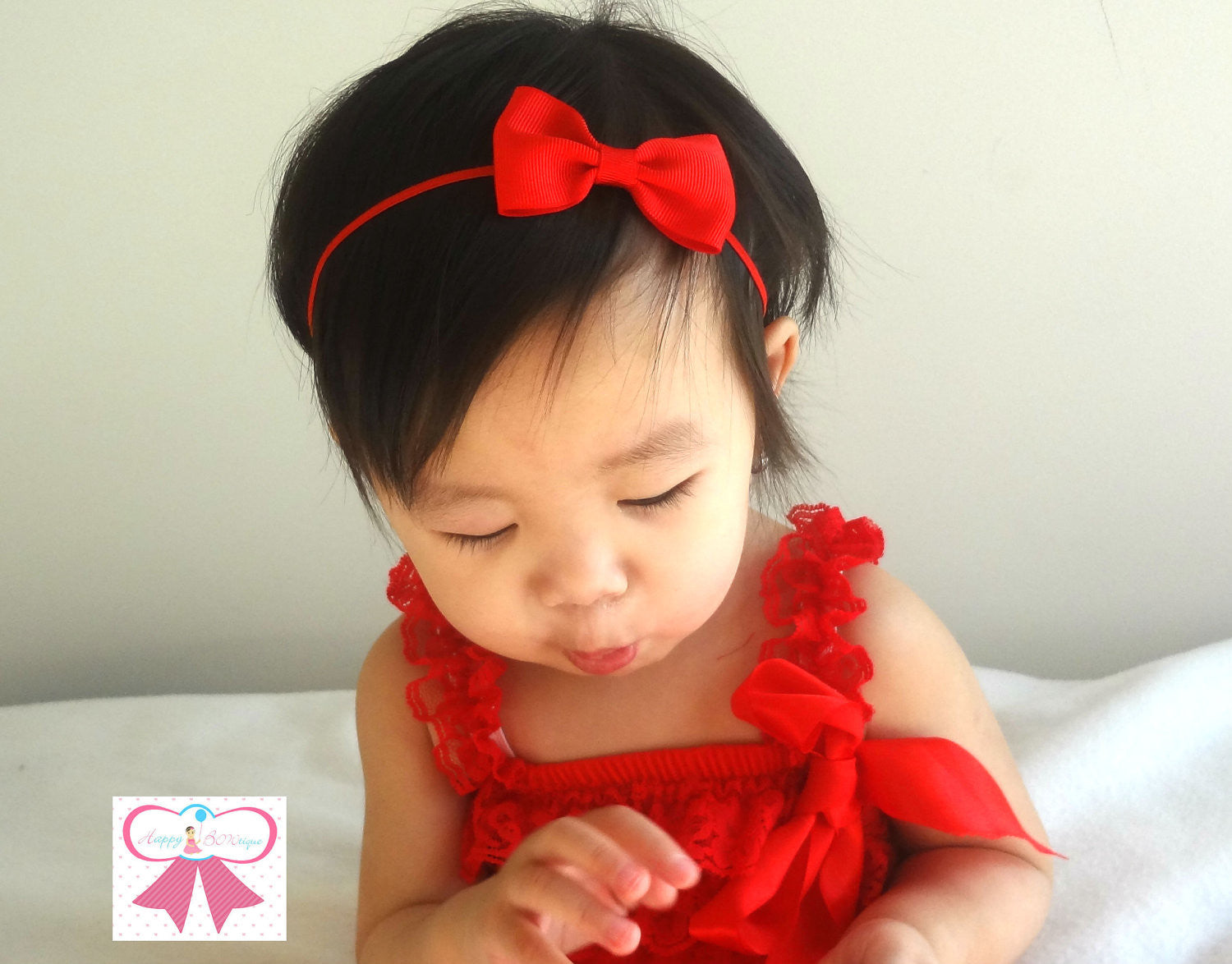 red bow headband baby