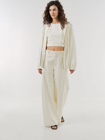 FLARE DIVING LEATHER TROUSERS - WHITE FIGUERES