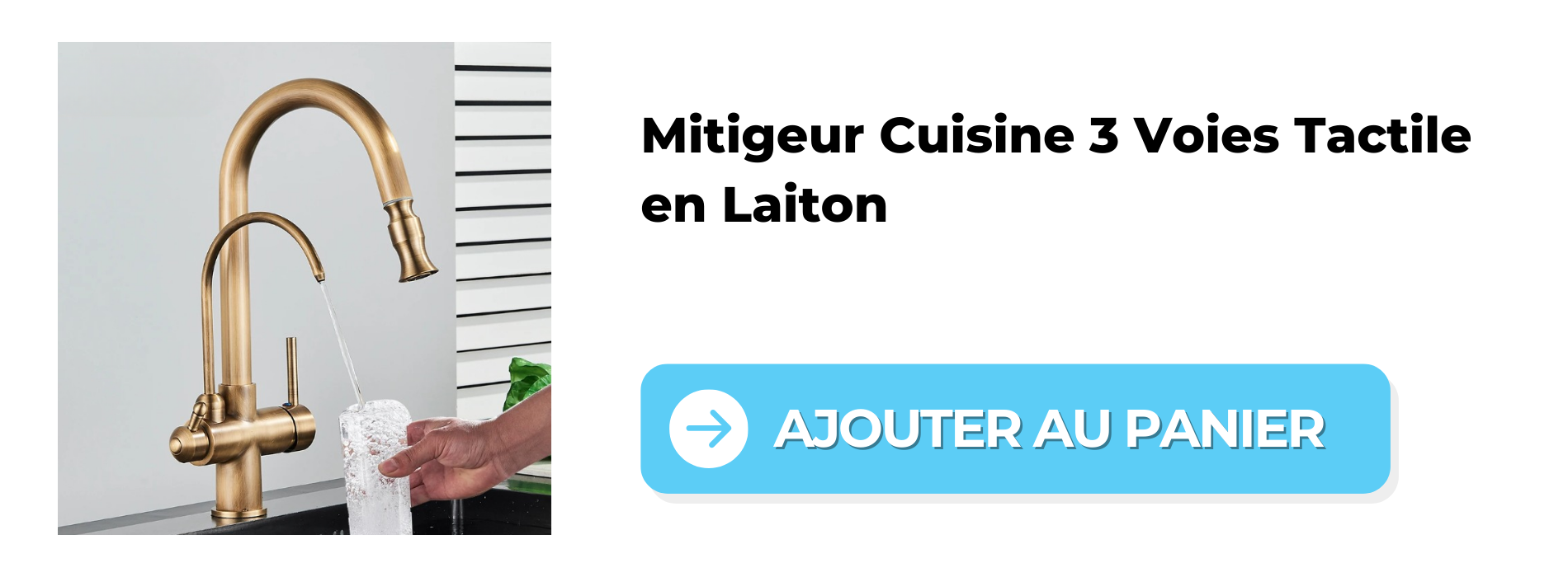 Mitigeur Cuisine 3 Voies Tactile en Laiton