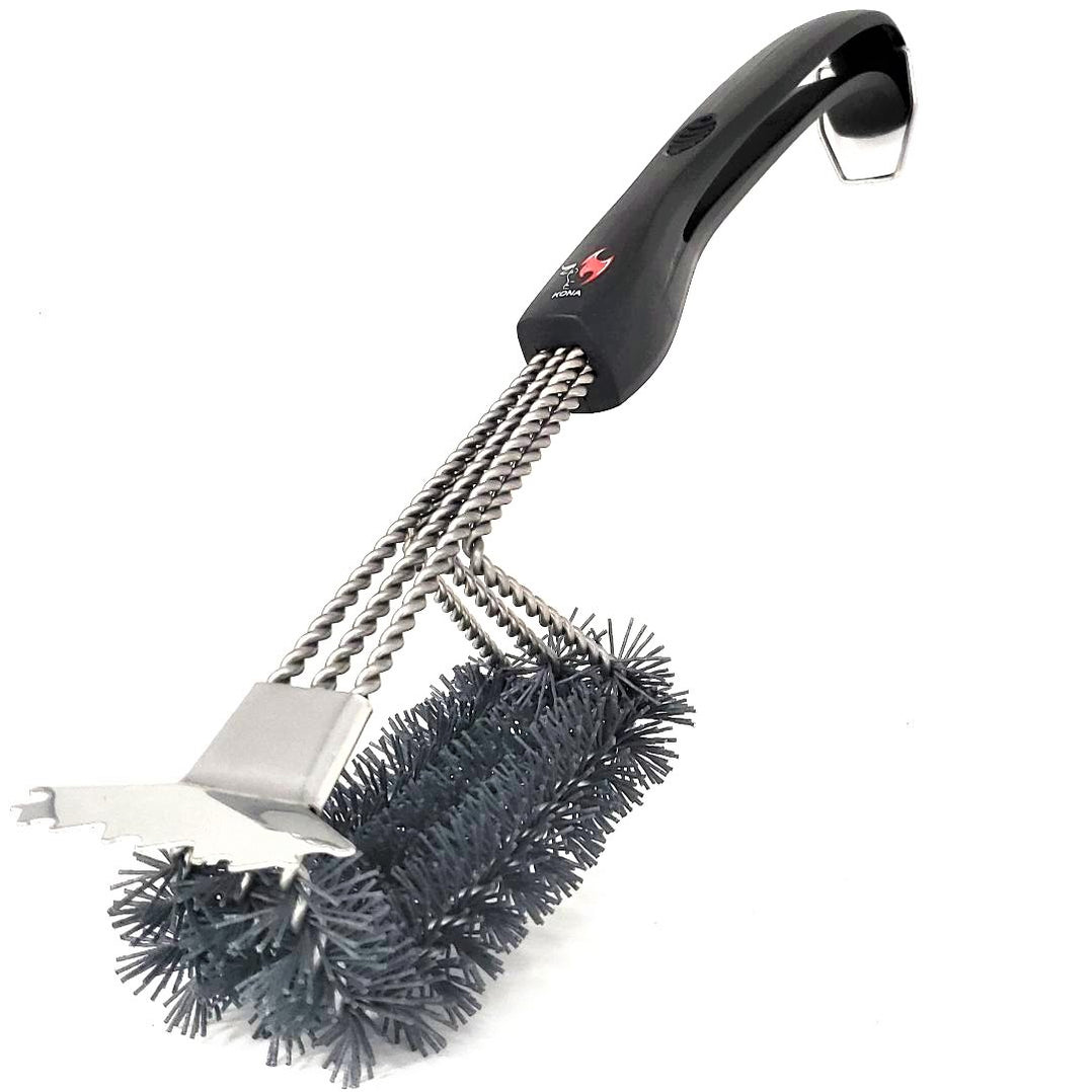 Safe/Clean Ceramic Nylon Grill Brush with Scraper Metal Bristle Free