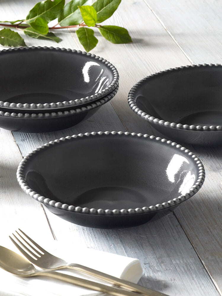 Shiny grey set of dinner plate and dessert plate – Mr. Bowl Ceramics