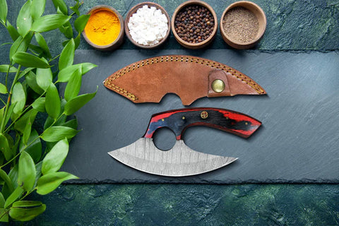 Damascus Ulu Knife Pizza Cutter