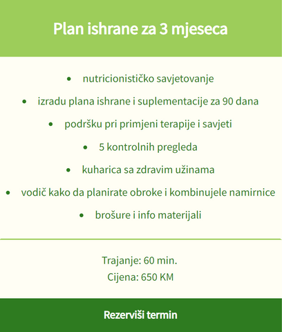 Mjesečni plan ishrane jelovnik  nutricionista nutricionistkinja Ena Tešić Banja Luka online