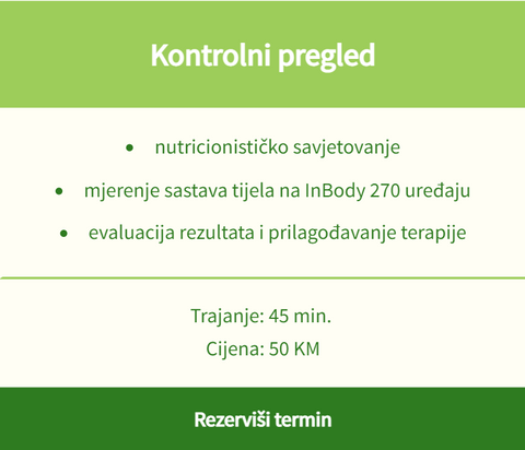 kontrolni pregled savjetovanje o ishrani Analiza sastava tijela plan ishrane nutricionista nutricionistkinja Ena Tešić Banja Luka