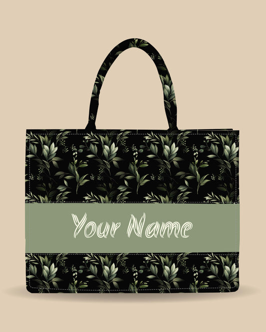 3D Look Black Leather Personalized Tote Bag - In Voguish