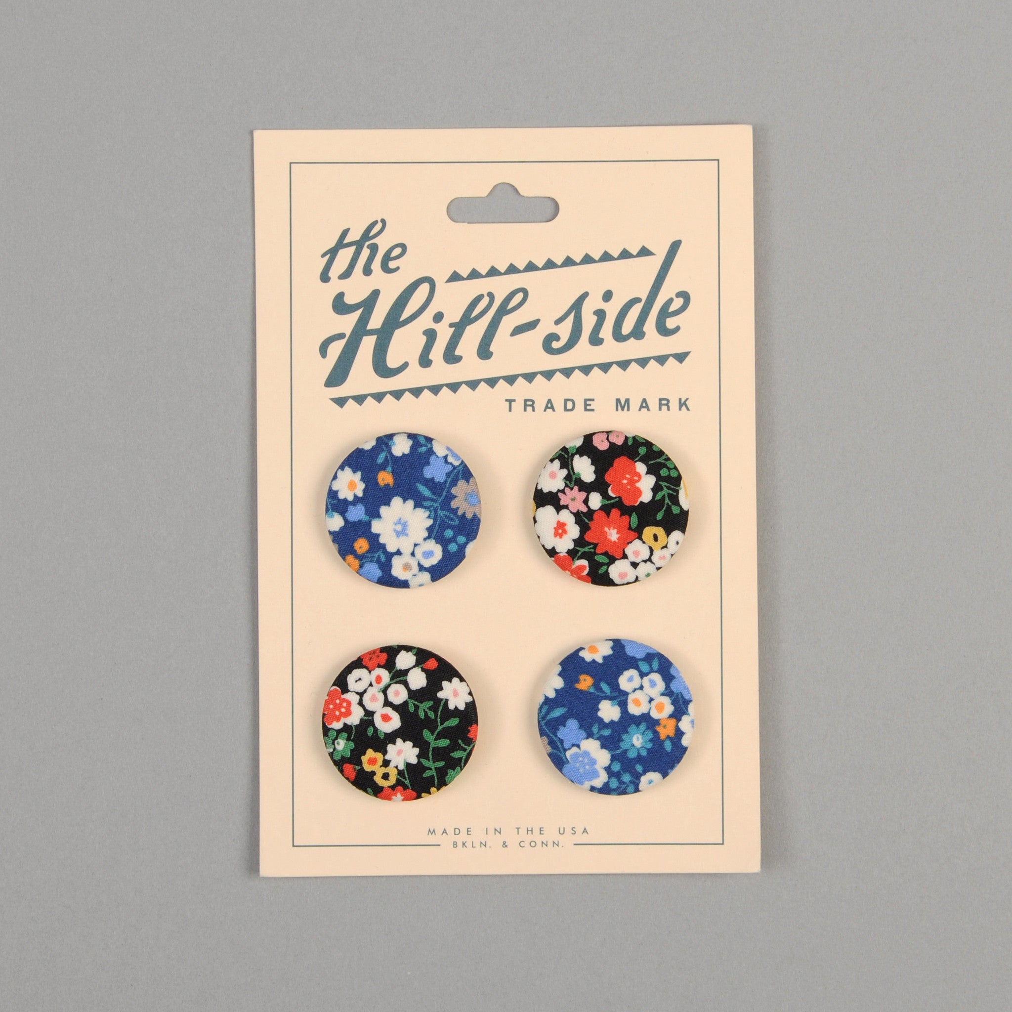 Pin-Back Buttons, Two Florals