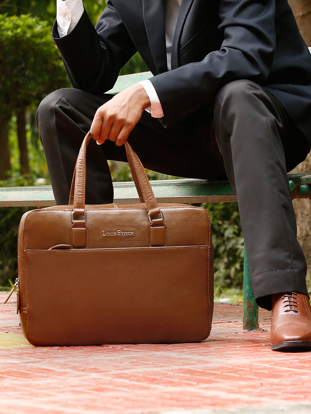 Buy online Brown Laptop Bag from bags for Men by Louis Stitch for