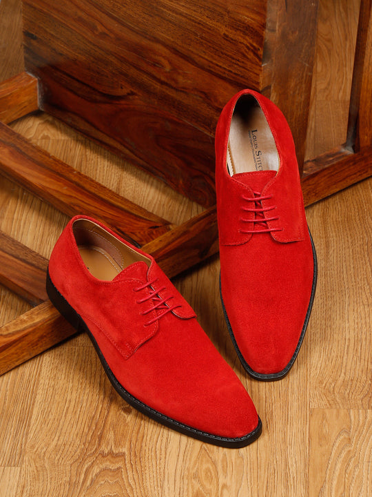 Buy LOUIS STITCH Men Crimson Red Lace up Style Italian Suede Leather Shoes  for Men Czech UK 6 at