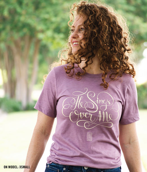 He Sings Over Me Tee – Heather Orchid - 139Made, LLC