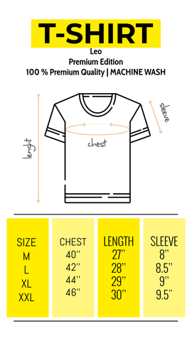 Leo Crewneck Tshirt Size Chart