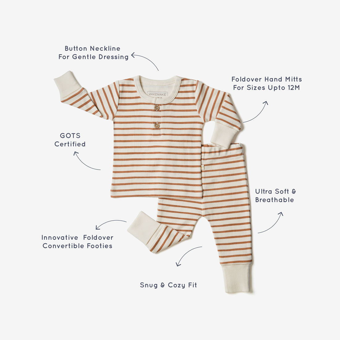 Organic Cotton Top + Bottom PJ Set - Milo Stripe