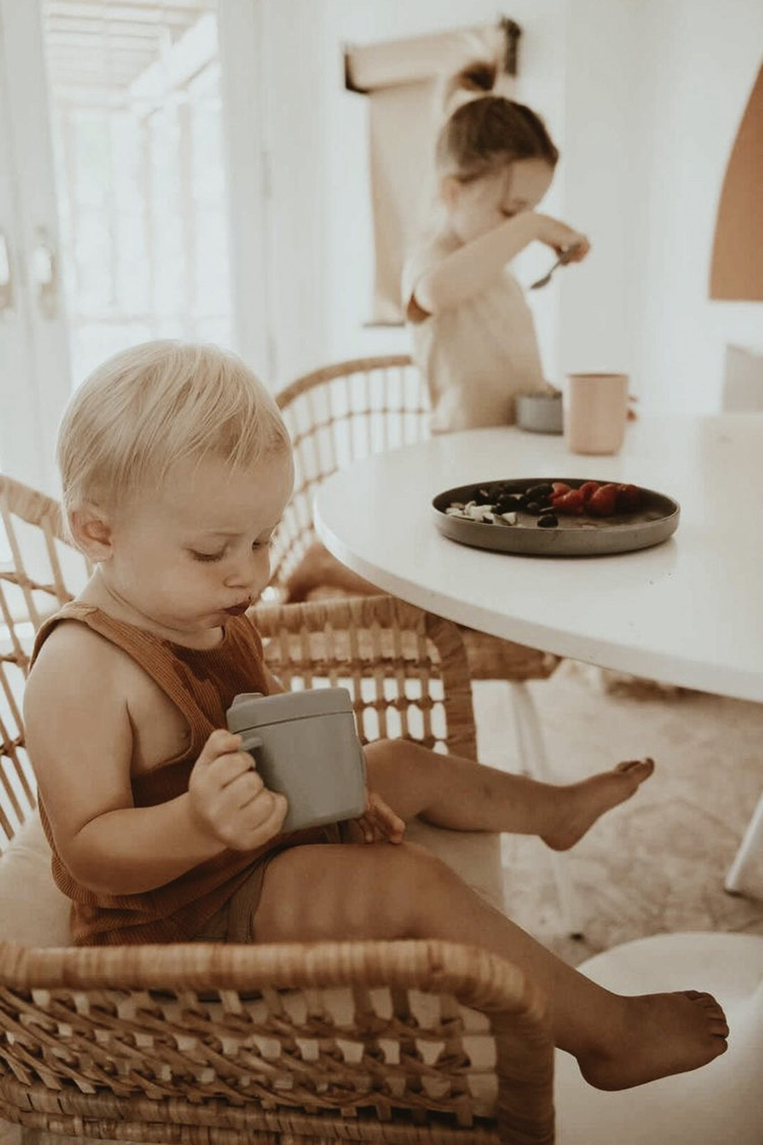 Bamboo + Silicone Baby Dish Set - Cloud Blue