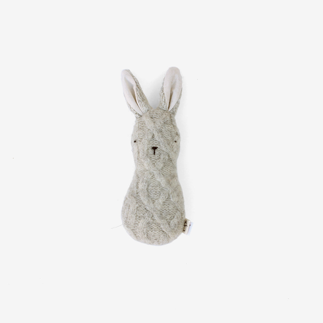 Bunny Rattle - Pale Grey Wool Cable