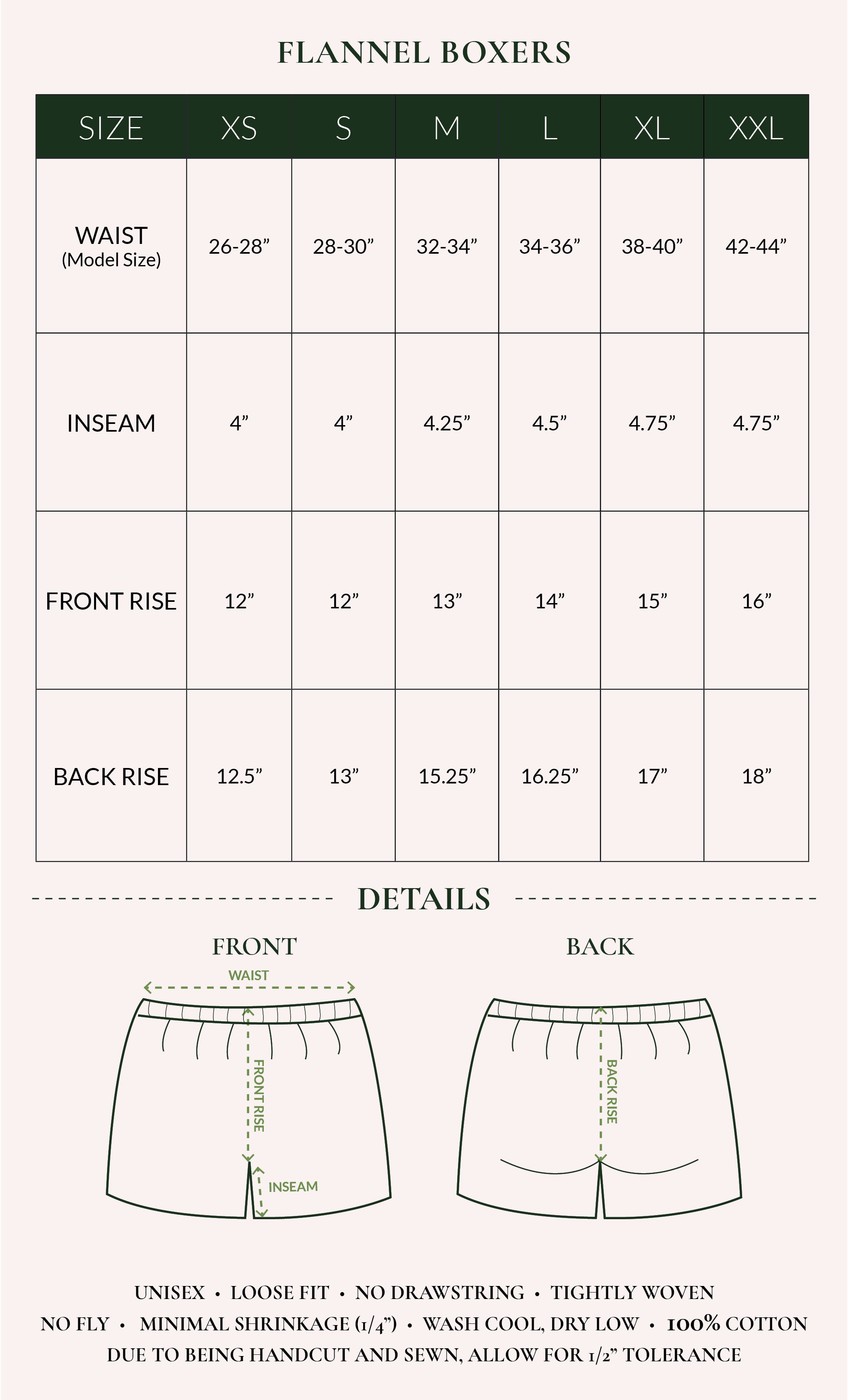 Size Chart - Flannel Boxer – The Vermont Flannel Company