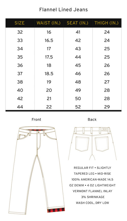 jean size chart