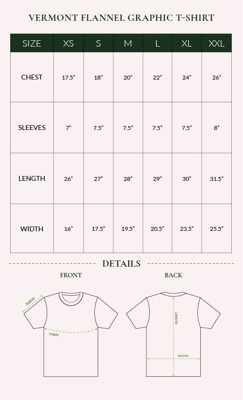 graphic t-shirt size chart