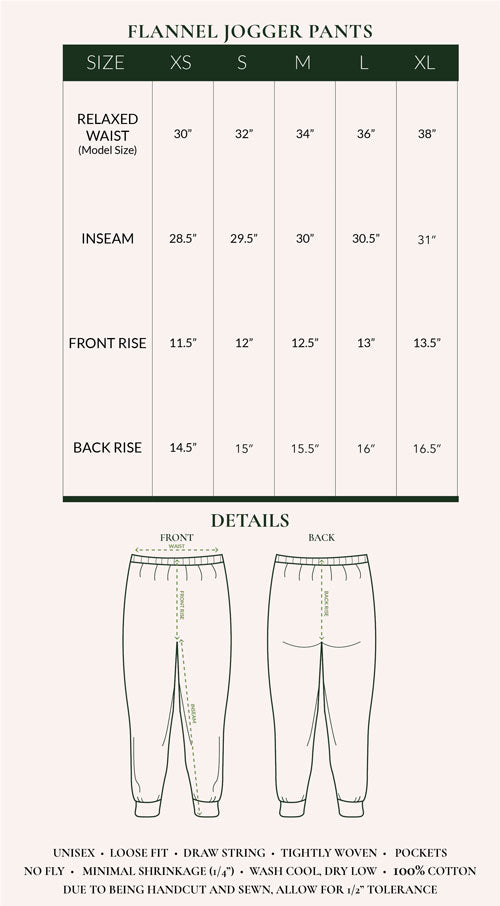 Jogger size chart