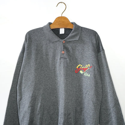 Vintage dark grey Polo Sweatshirt Size L 90s retro Golf Line Sweatshirt Oldschool
