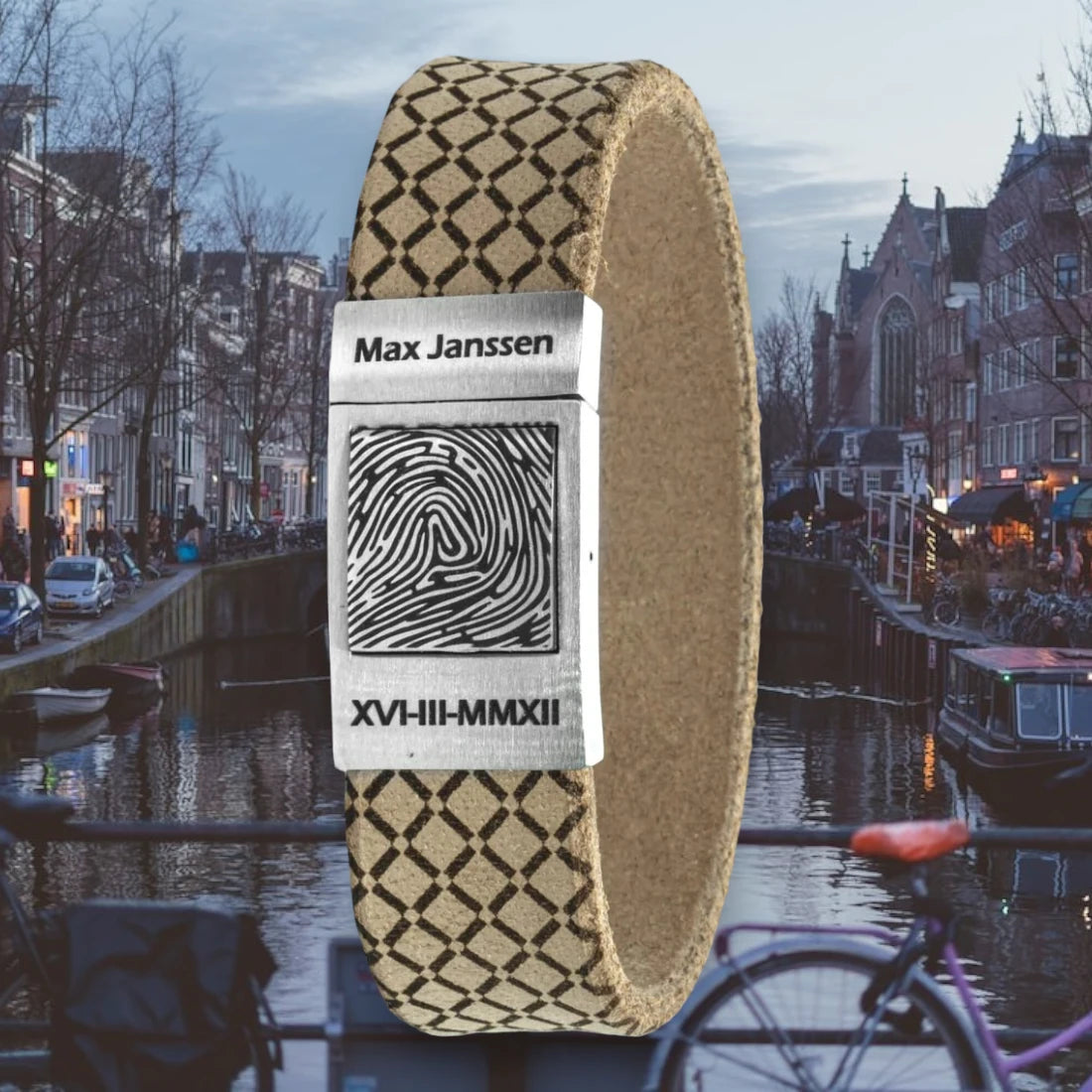 Upload je Vingerafdruk op 7 soorten leren armband - Amsterdam edition