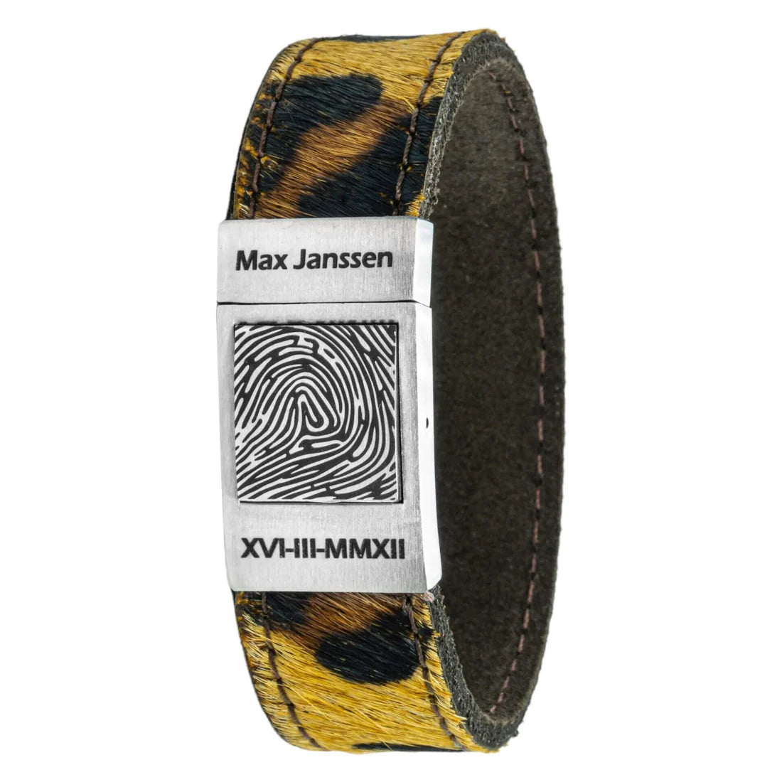 Vingerafdruk op Armband - Gevlochten leer (Zwart / Bruin leer)